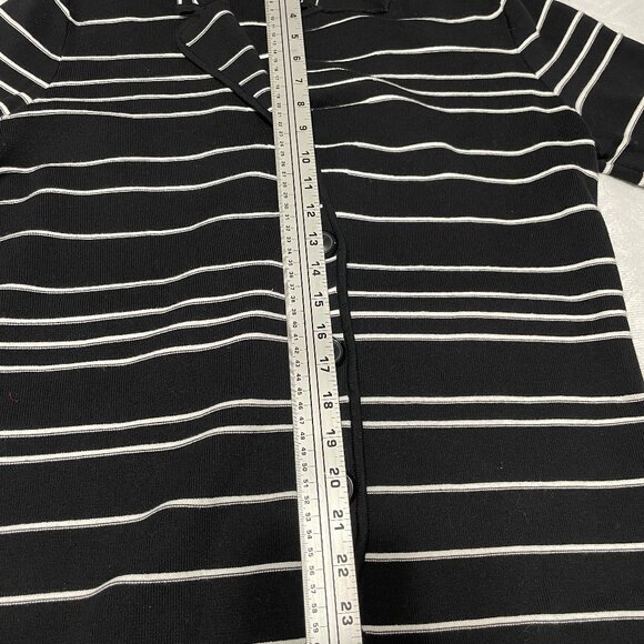 Jones New York Women’s Cotton Button-Up Striped Black Sweater - Picture 2 of 16
